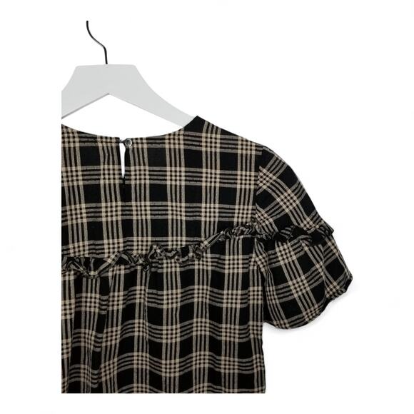 MADEWELL Ruffle-Yoke Top in Metallic Plaid - Size XS - Picture 7 of 10